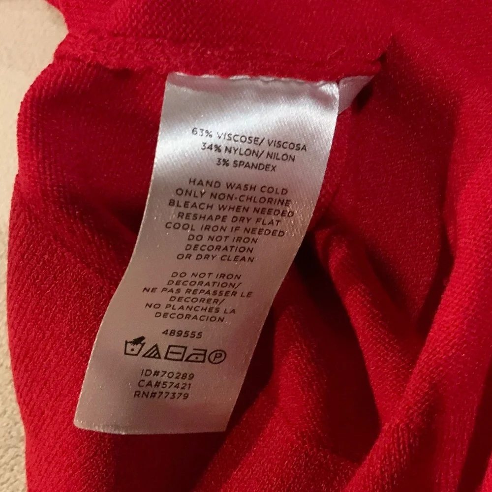 Ann Taylor Red M Sweater Pearl Rhinestone Neckline Holiday Party Date